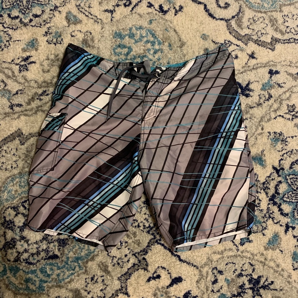 Size 38 Blue/Black/Gray Swim Shorts